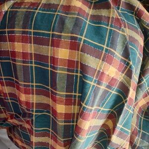 Cotton Park Cottage Plaid Glittery Tablecloth 68”Round Multi autumn decor